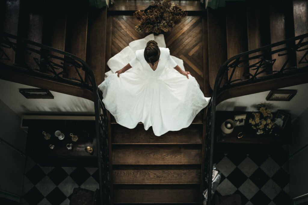 Sortie de mariée après les préparatifs