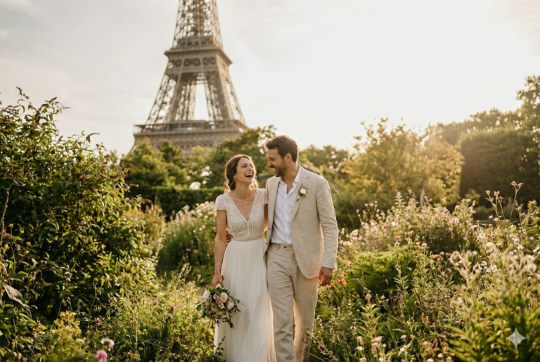 Photographe de mariage lors d’une séance photo de couple à Paris